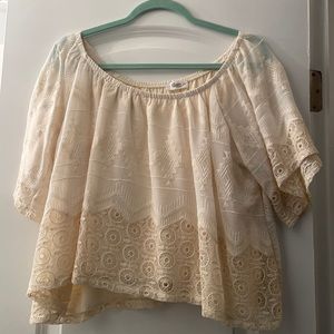 Cream lace overlay off the shoulder top
